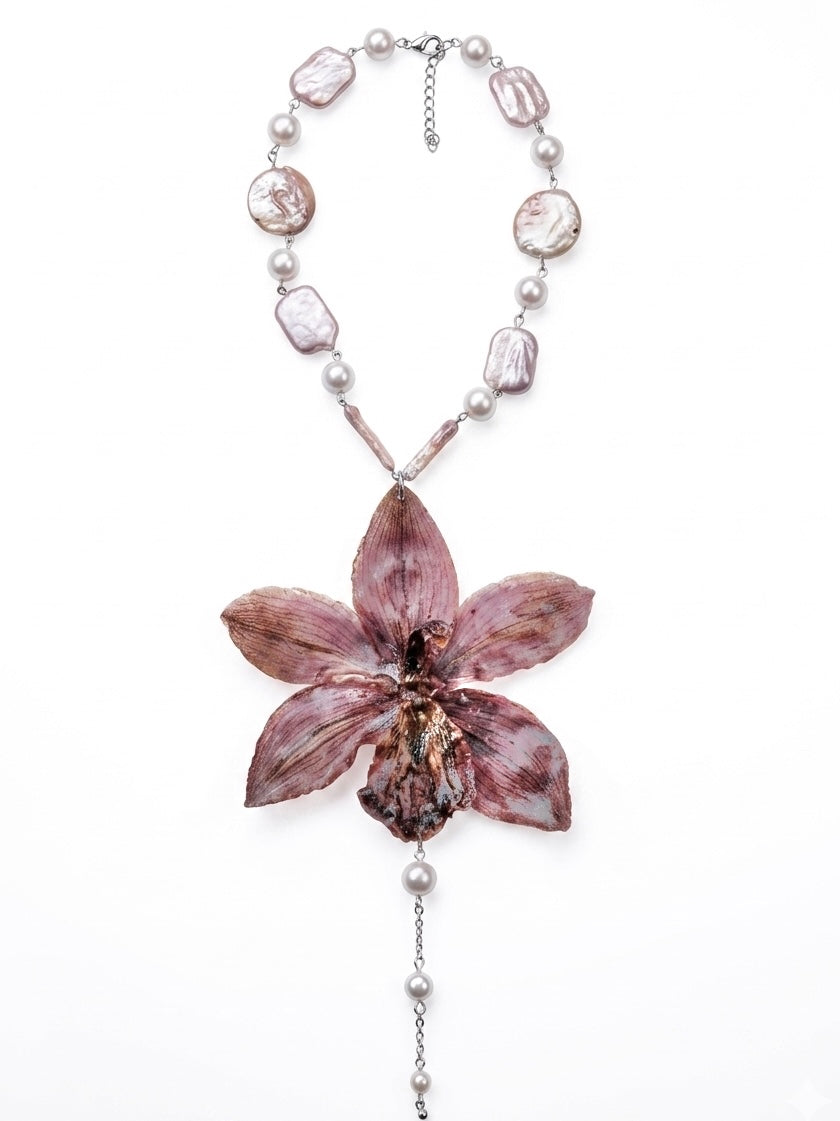 Cymbidium orchid necklace