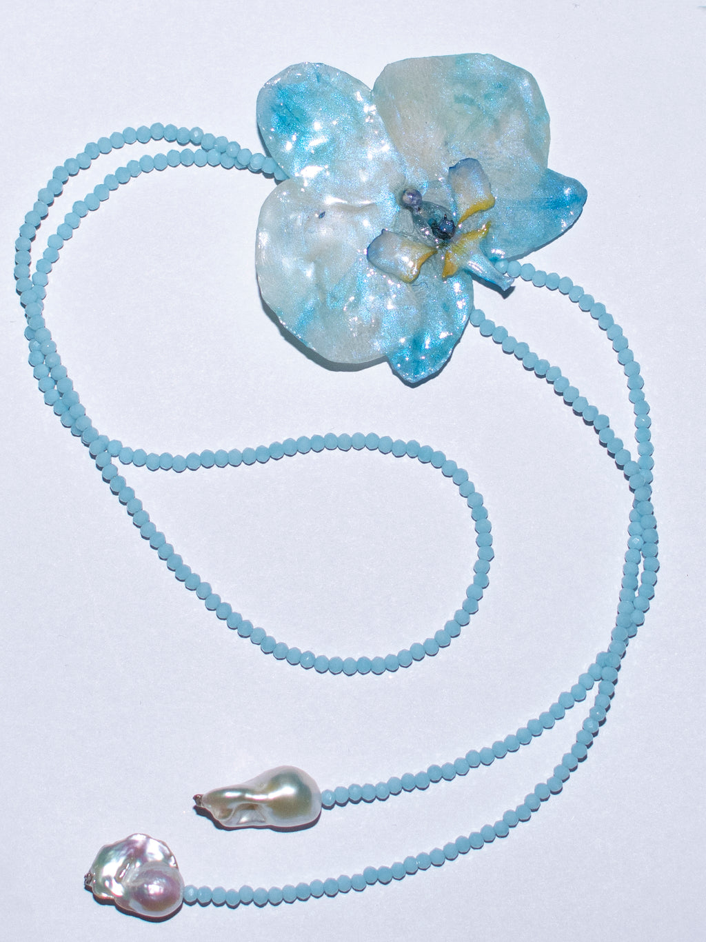 Blue orchid necklace