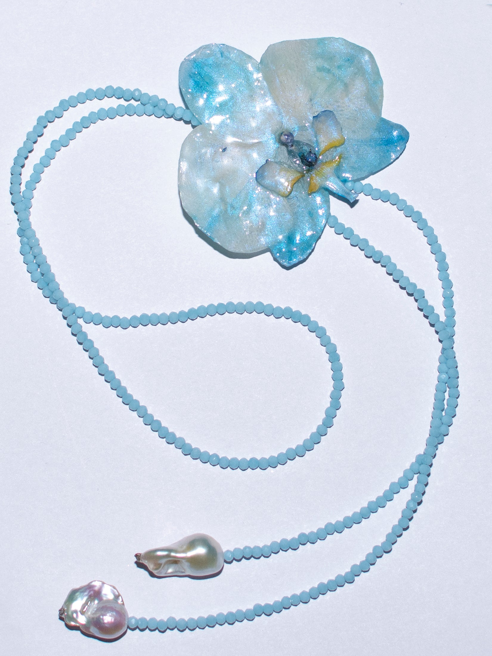 Blue orchid necklace