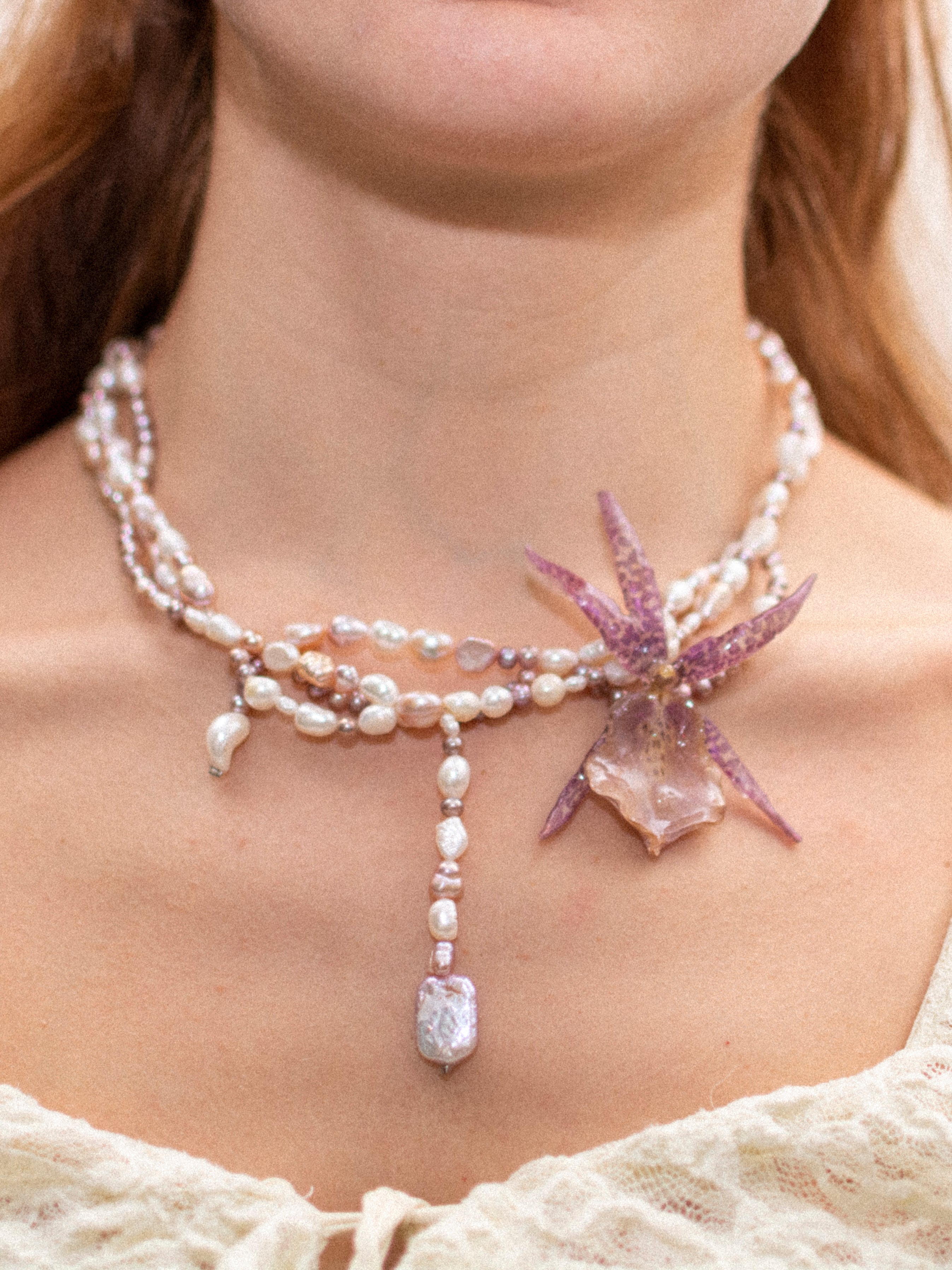 Leopard orchid necklace