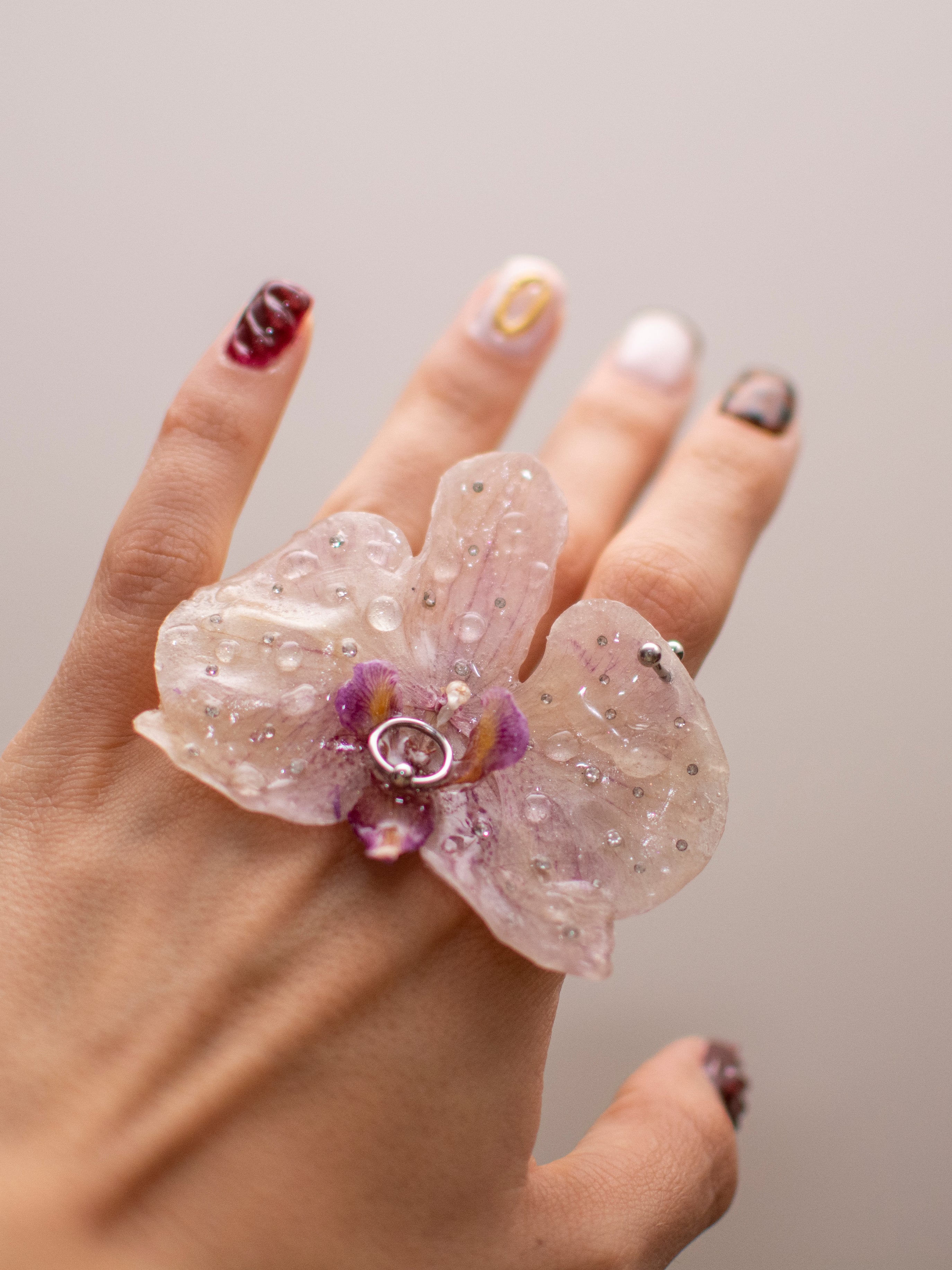Pink orchid ring