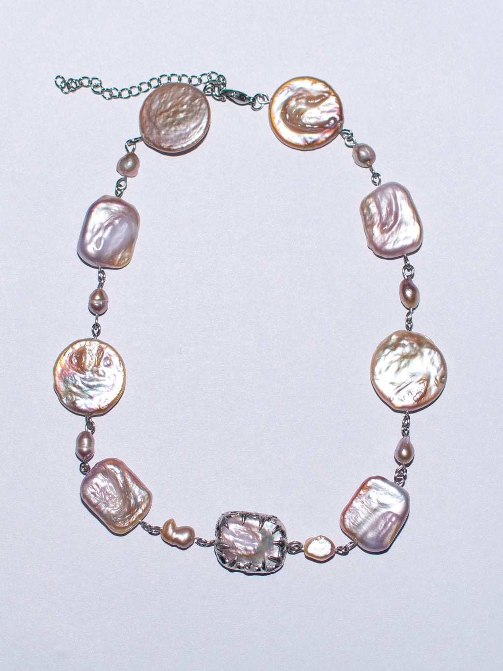 Pink baroque pearl necklace