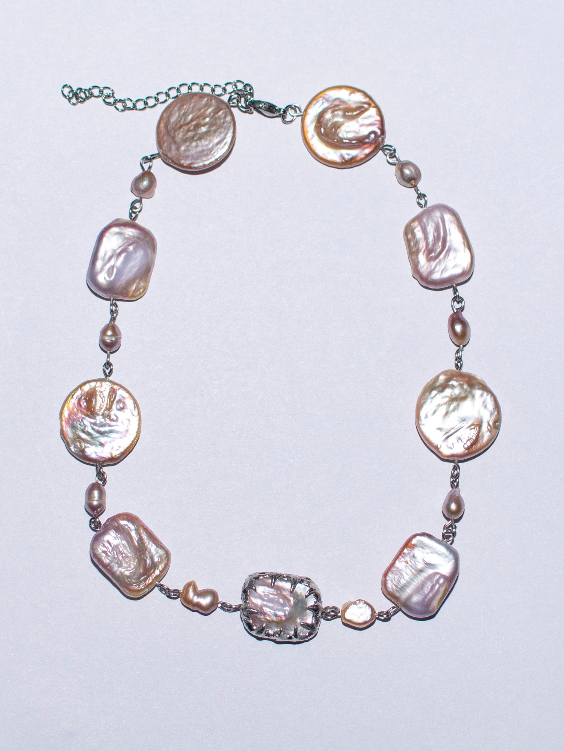 Pink baroque pearl necklace