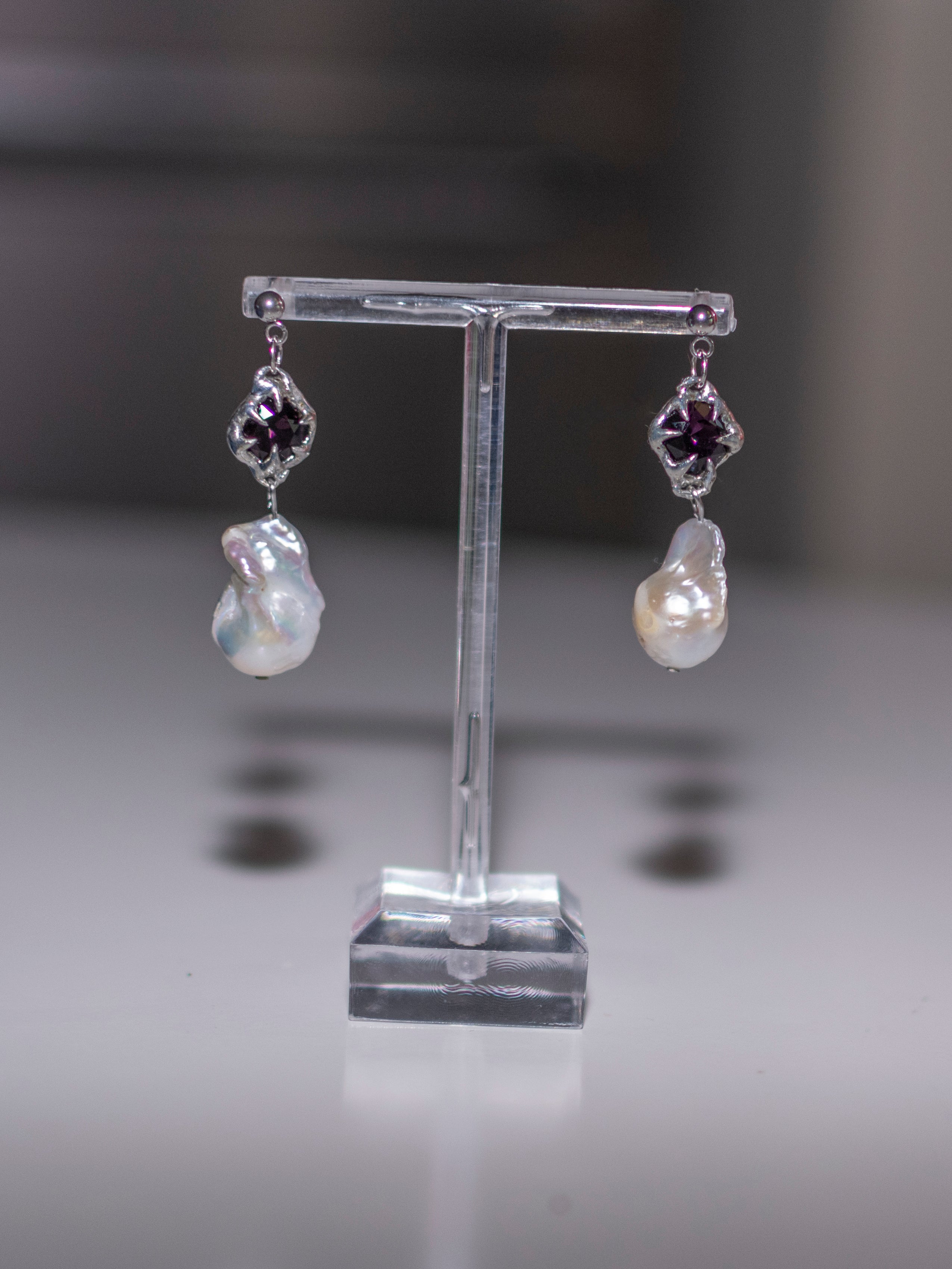 Purple crystal earrings